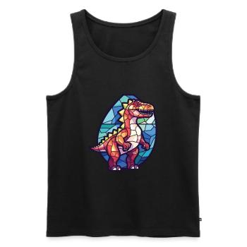 Illustration animale aquarelle colorée de dinosaure - Débardeur bio Premium Homme - noir - Devant - Michal (187cm)