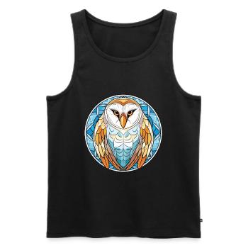 Bunte Aquarell-Tierillustration der Schleiereule - Männer Premium Bio Tank Top - Schwarz - Vorne - AI Model Male 178 light (178cm)