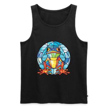 Bunte Aquarell-Tierhaustierillustration des Frosches - Männer Premium Bio Tank Top - Schwarz - Vorne - AI Model Male 178 light (178cm)