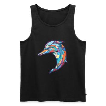 Dolphin Colorful Watercolor Animal Illustration - Men's Premium Organic Tank Top - black - Front - AI Model Male 178 light (178cm)