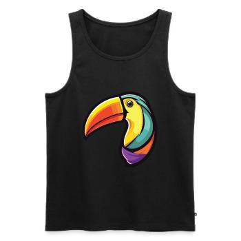 Toucan Coloré Aquarelle Animal Animal Illustration - Débardeur bio Premium Homme - noir - Devant - Michal (187cm)