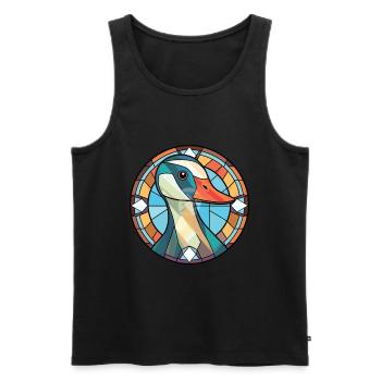 Gans, Buntes, Aquarell, Tier, Haustier, Illustration - Männer Premium Bio Tank Top - Schwarz - Vorne - AI Model Male 178 light (178cm)