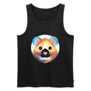 Illustration animale aquarelle colorée de hamster - Débardeur bio Premium Homme - noir - Devant - Michal (187cm)