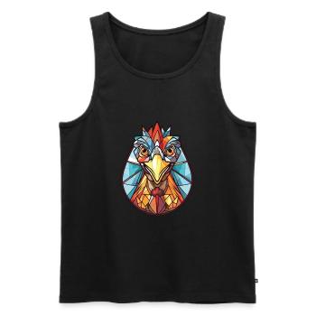 Poule aquarelle colorée Animal animal de compagnie Illustration - Débardeur bio Premium Homme - noir - Devant - AI Model Male 178 light (178cm)