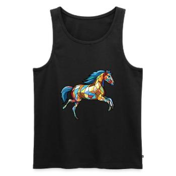 Pferd rennt Galopp buntes Aquarell Tier - Männer Premium Bio Tank Top - Schwarz - Vorne - Michal (187cm)