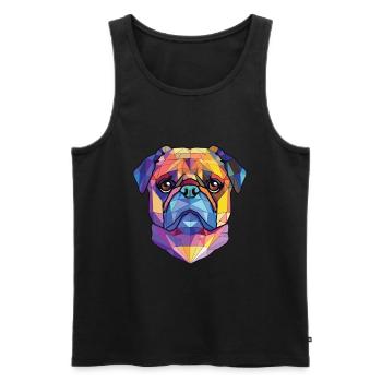 Mops buntes Aquarell Tier Haustier Illustration - Männer Premium Bio Tank Top - Schwarz - Vorne - AI Model Male 178 light (178cm)