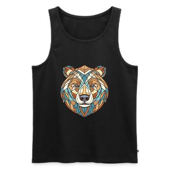 Ours brun de Sibérie Aquarelle colorée Animal - Débardeur bio Premium Homme - noir - Devant - Michal (187cm)