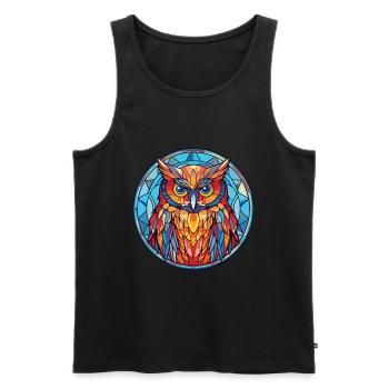 Eule buntes Aquarell Tier Haustier Illustration - Männer Premium Bio Tank Top - Schwarz - Vorne - Michal (187cm)