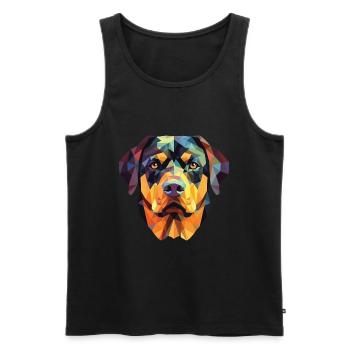 Rottweiler Chien Aquarelle Colorée Animal Cartoon - Débardeur bio Premium Homme - noir - Devant - Michal (187cm)