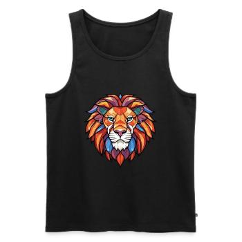 Roaring Lion Colorful Watercolor Animal Cartoon - Men's Premium Organic Tank Top - black - Front - Michal (187cm)