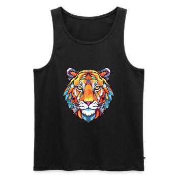 Tiger Buntes Aquarell Tier Haustier Illustration - Männer Premium Bio Tank Top - Schwarz - Vorne - AI Model Male 178 light (178cm)