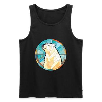 Polar Bear Colorful Watercolor Animal Illustration - Men's Premium Organic Tank Top - black - Front - Michal (187cm)