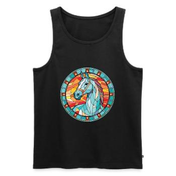 Pferd buntes Aquarell Tier Haustier Illustration - Männer Premium Bio Tank Top - Schwarz - Vorne - Michal (187cm)