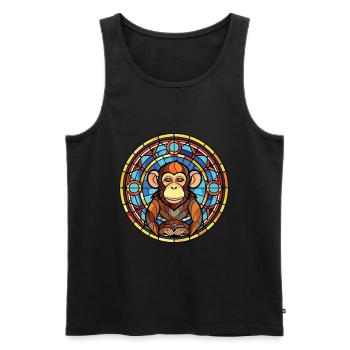 Monkey Colorful Watercolor Animal Pet Illustration - Men's Premium Organic Tank Top - black - Front - AI Model Male 178 light (178cm)
