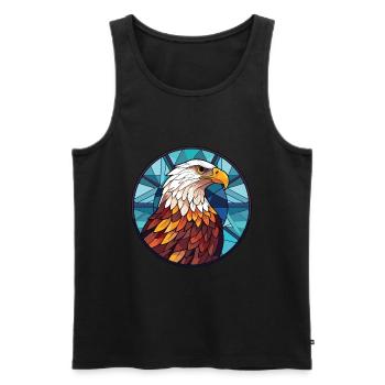 Eagle Colorful Watercolor Animal Pet Illustration - Men's Premium Organic Tank Top - black - Front - AI Model Male 178 light (178cm)