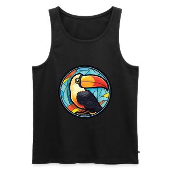 Toucan aquarelle colorée Animal animal de compagnie Illustration - Débardeur bio Premium Homme - noir - Devant - Michal (187cm)