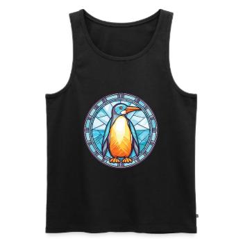 Penguin Colorful Watercolor Animal Illustration - Men's Premium Organic Tank Top - black - Front - Michal (187cm)