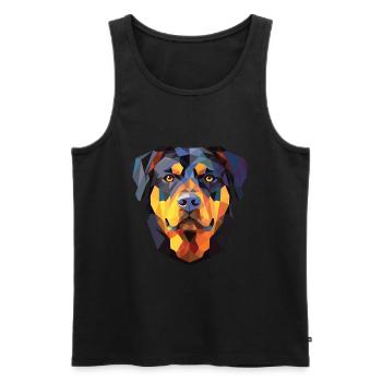 Rottweiler Chien Aquarelle Colorée Animal Cartoon - Débardeur bio Premium Homme - noir - Devant - Michal (187cm)