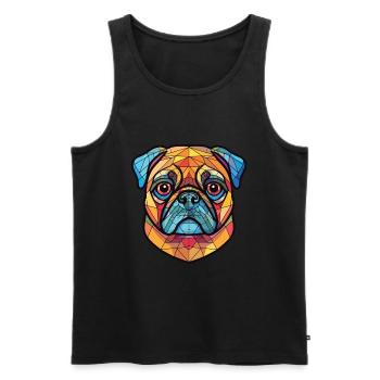 Mopshund bunte Aquarell-Tier-Illustration - Männer Premium Bio Tank Top - Schwarz - Vorne - AI Model Male 178 light (178cm)