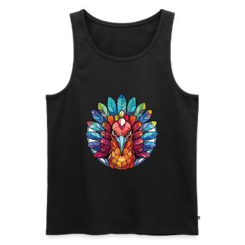 Gobbler Colorful Watercolor Animal Illustration - Men's Premium Organic Tank Top - black - Front - Michal (187cm)