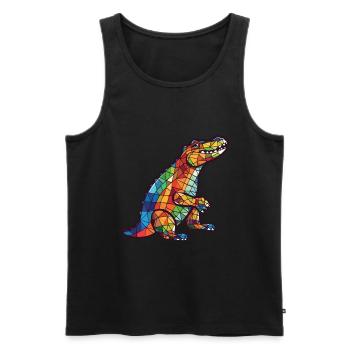 Crocodile Colorful Watercolor Animal Illustration - Men's Premium Organic Tank Top - black - Front - Michal (187cm)