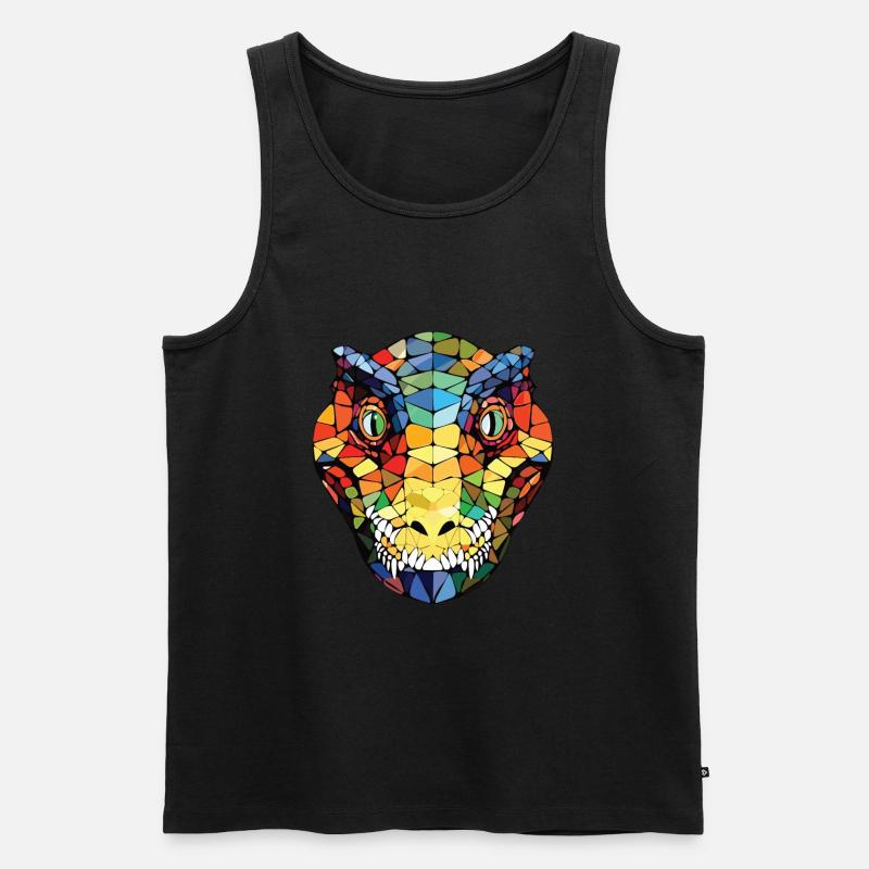 Krokodil buntes Aquarell Tier Illustration - Männer Premium Bio Tank Top - Schwarz