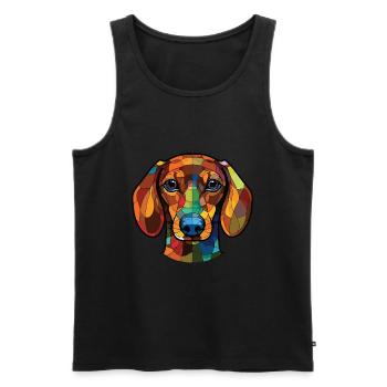 Dackelhund Buntes Aquarell Tier Cartoon - Männer Premium Bio Tank Top - Schwarz - Vorne - AI Model Male 178 light (178cm)