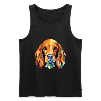American Cocker Spaniel chien aquarelle colorée - Débardeur bio Premium Homme - noir - Devant - Michal (187cm)