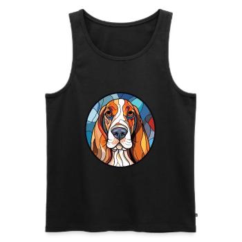 Basset Hound Chien Aquarelle Colorée Animal De Compagnie - Débardeur bio Premium Homme - noir - Devant - AI Model Male 178 light (178cm)