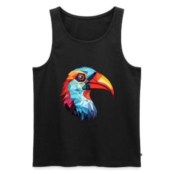 Oiseau Aquarelle Colorée Animal Illustration D’animaux De Compagnie - Débardeur bio Premium Homme - noir - Devant - Michal (187cm)