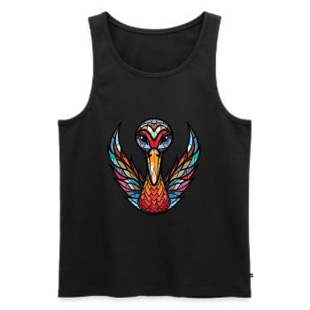 Schwarzer Schwan Buntes Aquarell Tier Illustration - Männer Premium Bio Tank Top - Schwarz - Vorne - Michal (187cm)