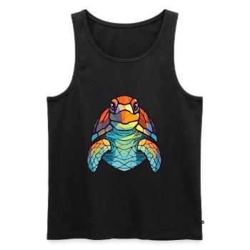 Turtle Colorful Watercolor Animal Pet Illustration - Men's Premium Organic Tank Top - black - Front - AI Model Male 178 light (178cm)