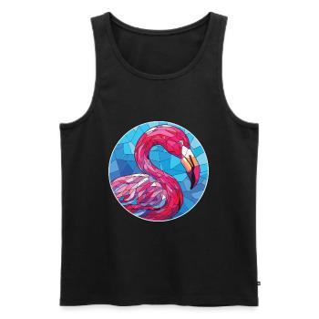 Illustration animale aquarelle colorée de flamant rose - Débardeur bio Premium Homme - noir - Devant - Michal (187cm)