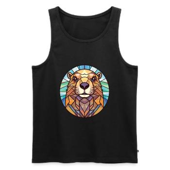 Murmeltier buntes Aquarell Tier Illustration - Männer Premium Bio Tank Top - Schwarz - Vorne - Michal (187cm)
