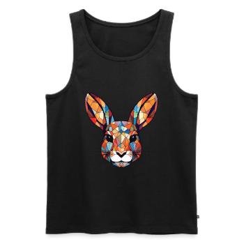 Rabbit Colorful Watercolor Animal Pet Illustration - Men's Premium Organic Tank Top - black - Front - AI Model Male 178 light (178cm)