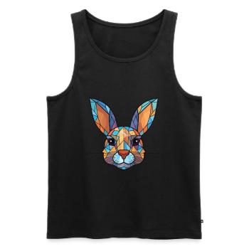 Rabbit Colorful Watercolor Animal Pet Illustration - Men's Premium Organic Tank Top - black - Front - AI Model Male 178 light (178cm)