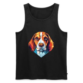 Beagle Hund Buntes Aquarell Tier Illustration - Männer Premium Bio Tank Top - Schwarz - Vorne - AI Model Male 178 light (178cm)