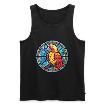 Papagei buntes Aquarell Tier Haustier Illustration - Männer Premium Bio Tank Top - Schwarz - Vorne - Michal (187cm)