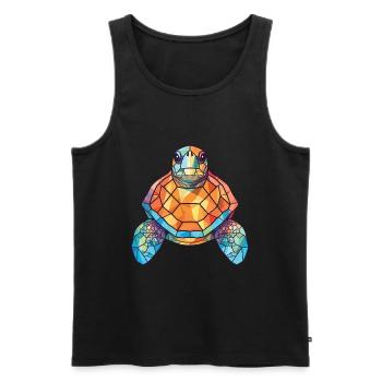 Turtle Colorful Watercolor Animal Pet Illustration - Men's Premium Organic Tank Top - black - Front - AI Model Male 178 light (178cm)