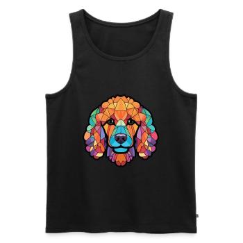 Poodle Dog Colorful Watercolor Animal Illustration - Men's Premium Organic Tank Top - black - Front - Michal (187cm)
