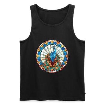 Pfau Buntes Aquarell Tier Illustration - Männer Premium Bio Tank Top - Schwarz - Vorne - AI Model Male 178 light (178cm)