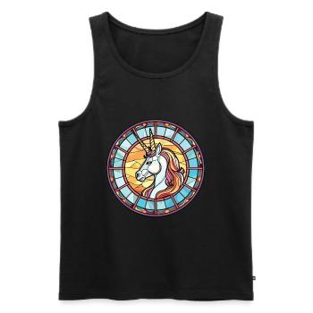 Einhorn bunte Aquarell Tier Illustration - Männer Premium Bio Tank Top - Schwarz - Vorne - Michal (187cm)