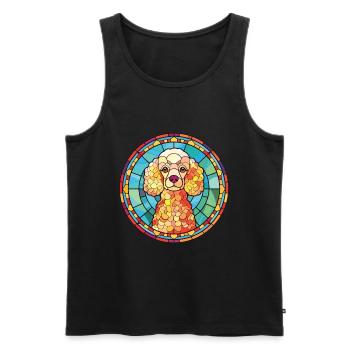 Poodle Dog Colorful Watercolor Animal Illustration - Men's Premium Organic Tank Top - black - Front - Michal (187cm)