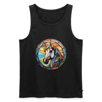 Pferd buntes Aquarell Tier Haustier Illustration - Männer Premium Bio Tank Top - Schwarz - Vorne - Michal (187cm)