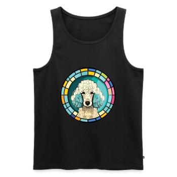 Pudel Hund Buntes Aquarell Tier Illustration - Männer Premium Bio Tank Top - Schwarz - Vorne - Michal (187cm)