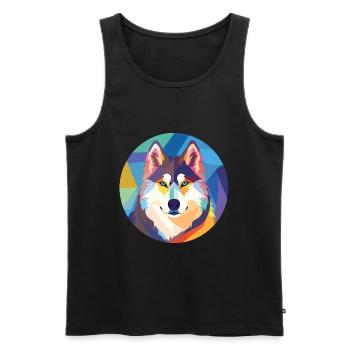 Husky-Hund Bunte Aquarell-Tier-Illustration - Männer Premium Bio Tank Top - Schwarz - Vorne - Michal (187cm)