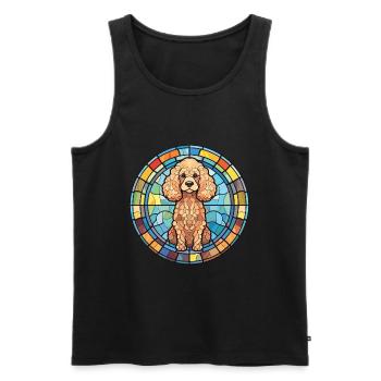 Caniche Chien Aquarelle Colorée Animal Illustration - Débardeur bio Premium Homme - noir - Devant - Michal (187cm)