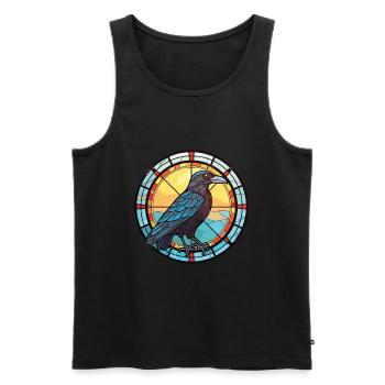 Corbeau Coloré Aquarelle Animal Animal De Compagnie Illustration - Débardeur bio Premium Homme - noir - Devant - Michal (187cm)