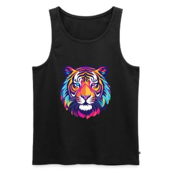 Tiger Buntes Aquarell Tier Haustier Illustration - Männer Premium Bio Tank Top - Schwarz - Vorne - AI Model Male 178 light (178cm)