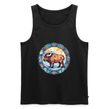Bison Colorful Watercolor Animal Pet Illustration - Men's Premium Organic Tank Top - black - Front - AI Model Male 178 light (178cm)